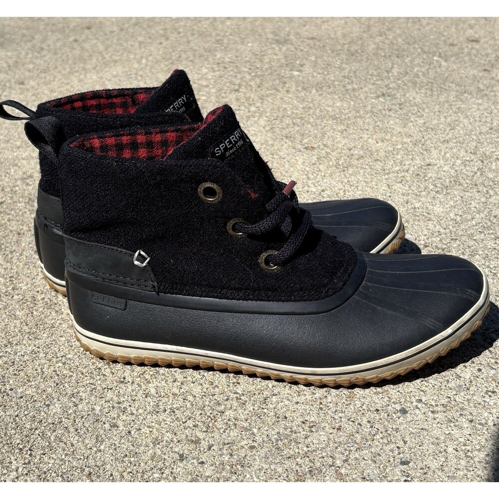 Sperry Top Sider Duck Boots Women’s 8M Black Schooner Chukka 3 Eye Rubber - Picture 3 of 11